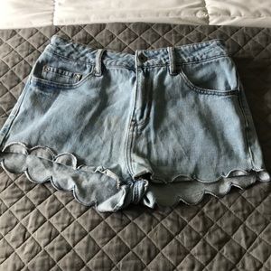 High rise jean shorts.